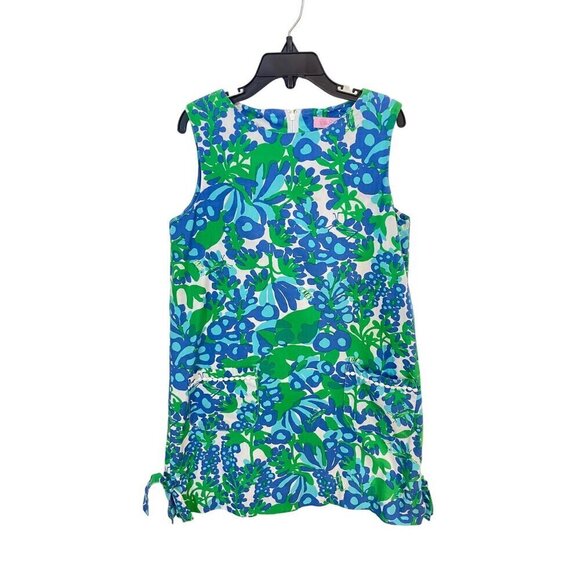 Lilly Pulitzer Periwinkle & Green Girl's Tropical Floral Dress 10 - Picture 1 of 6